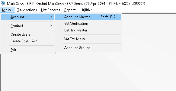 Account Master Create