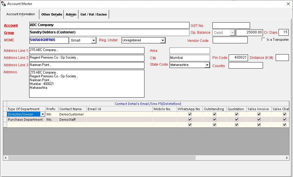 Account Master Edit