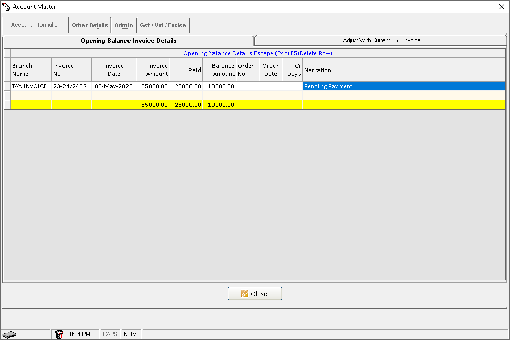 Account Master Create
